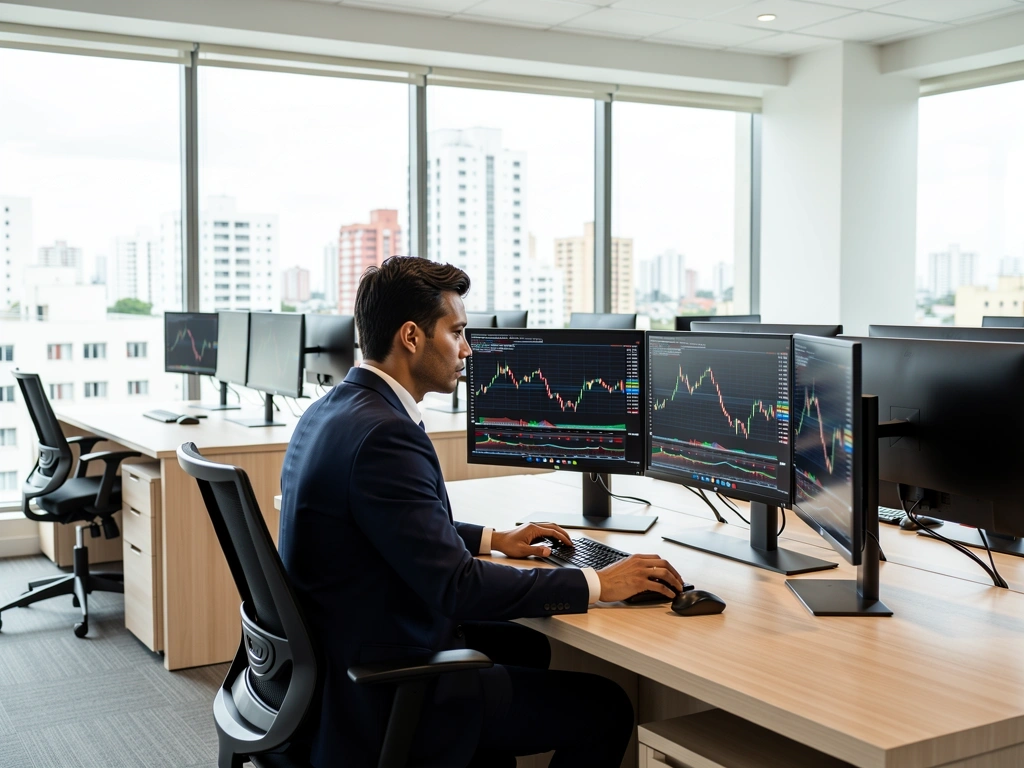 Ambiente de trabalho financeiro de alta performance